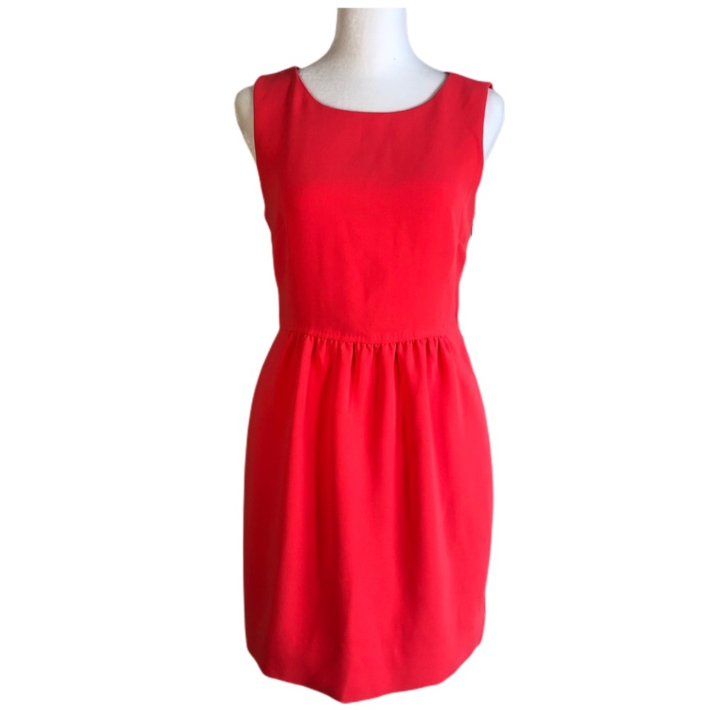 J Crew Bright Pink Coral A-line High Neck Dress